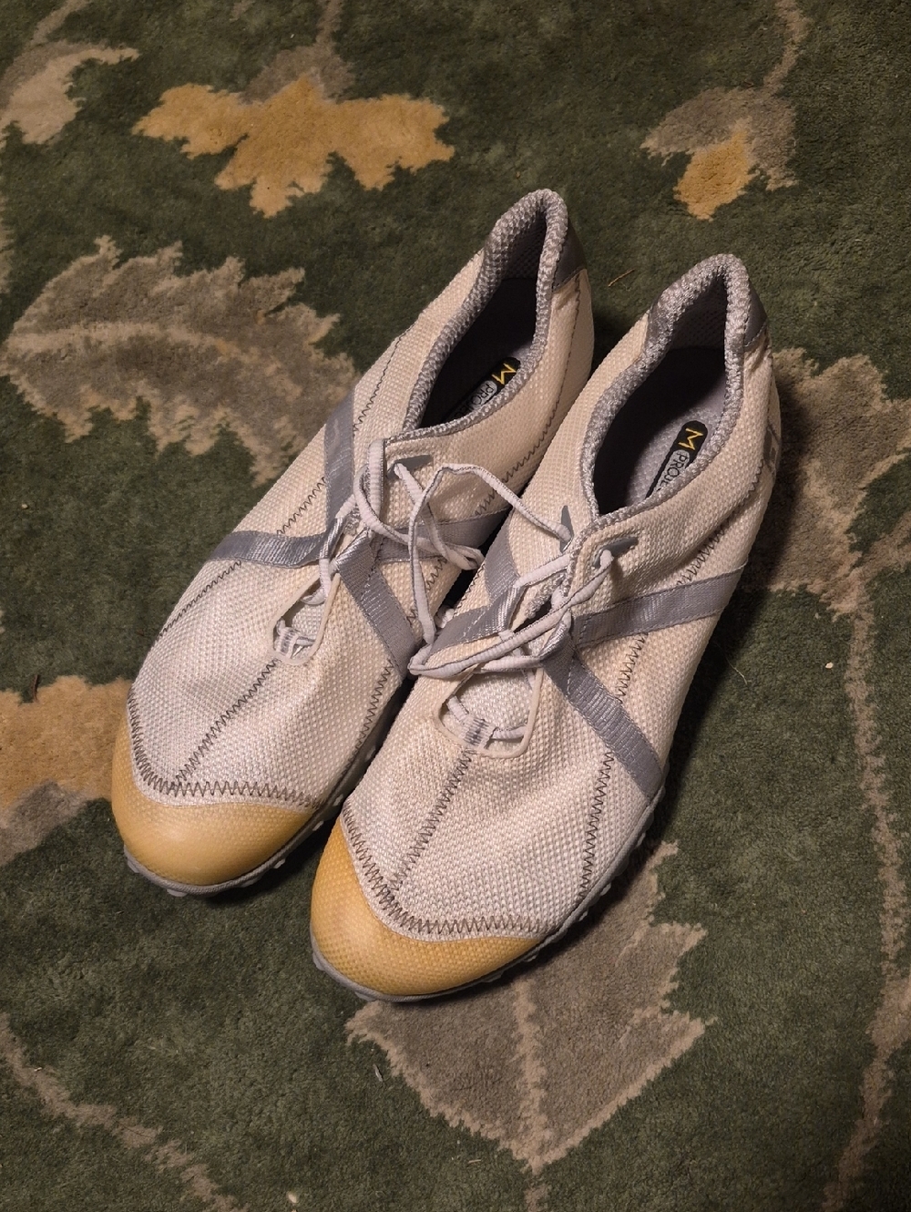 FootJoy Light Gray Athletic Slip-On Sneakers with Yellow Toe Caps